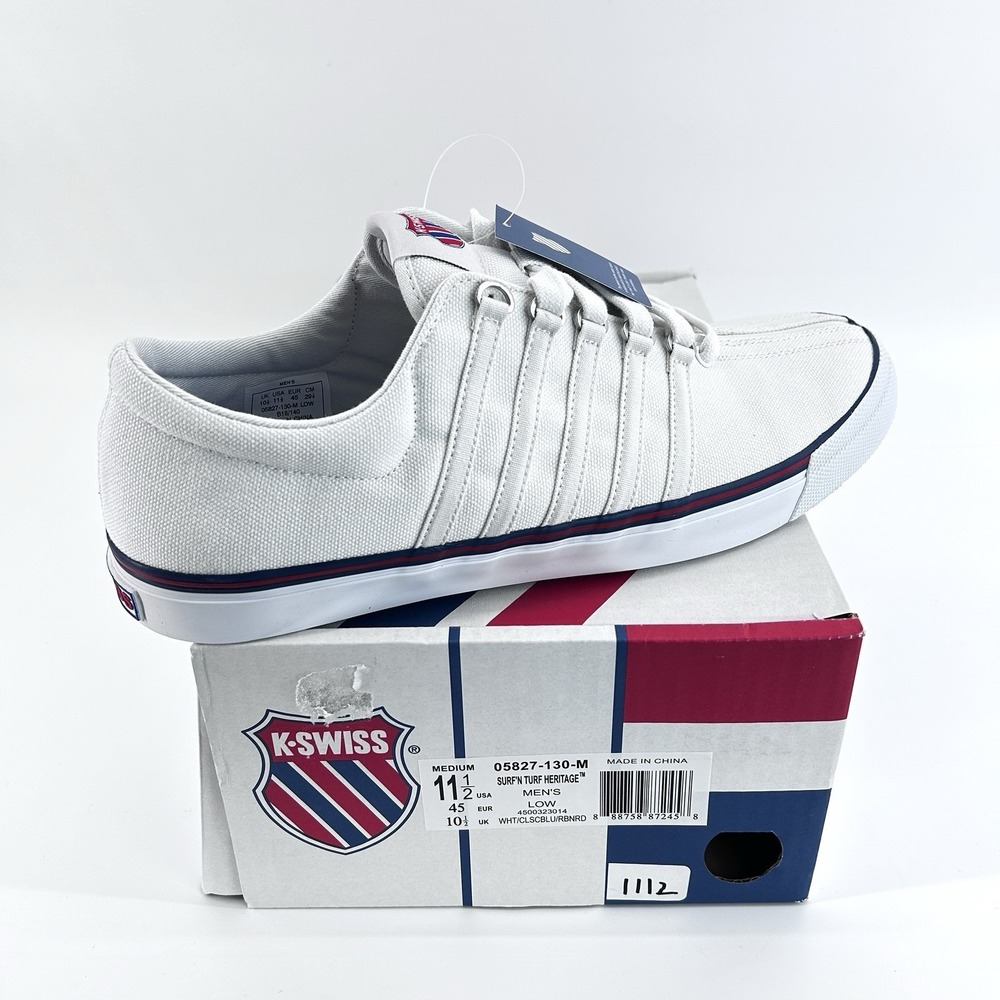 K-Swiss Surf N Turf Sneakers Mens 11.5 White Canvas Coastal Preppy Yacht